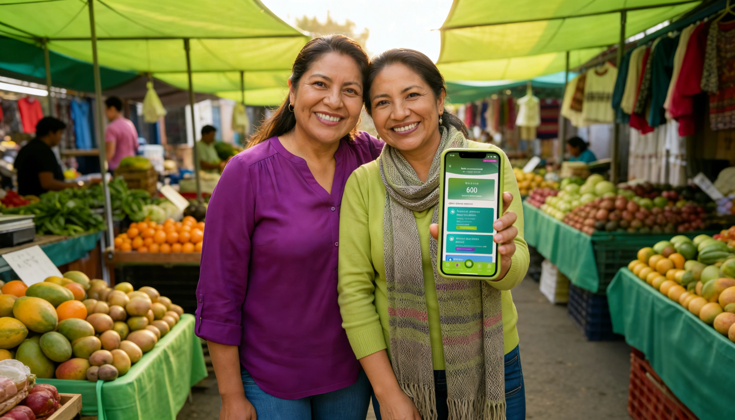 Mujer consultando su crédito en la App Podemos desde casa
