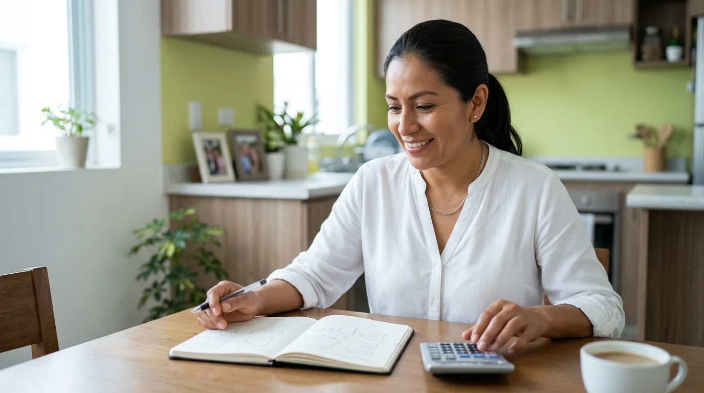 Mujer organizando su presupuesto semanal