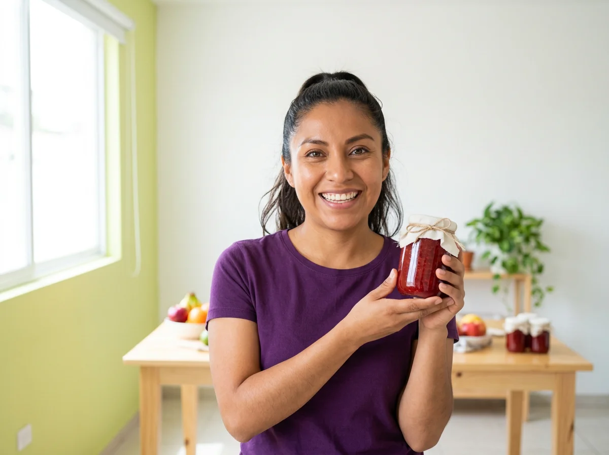 Mujer descubriendo nuevas posibilidades con su producto
